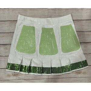 NWT QUEEN OF SPARKLES - LIME SEQUIN PLEATED SKORT Size Large